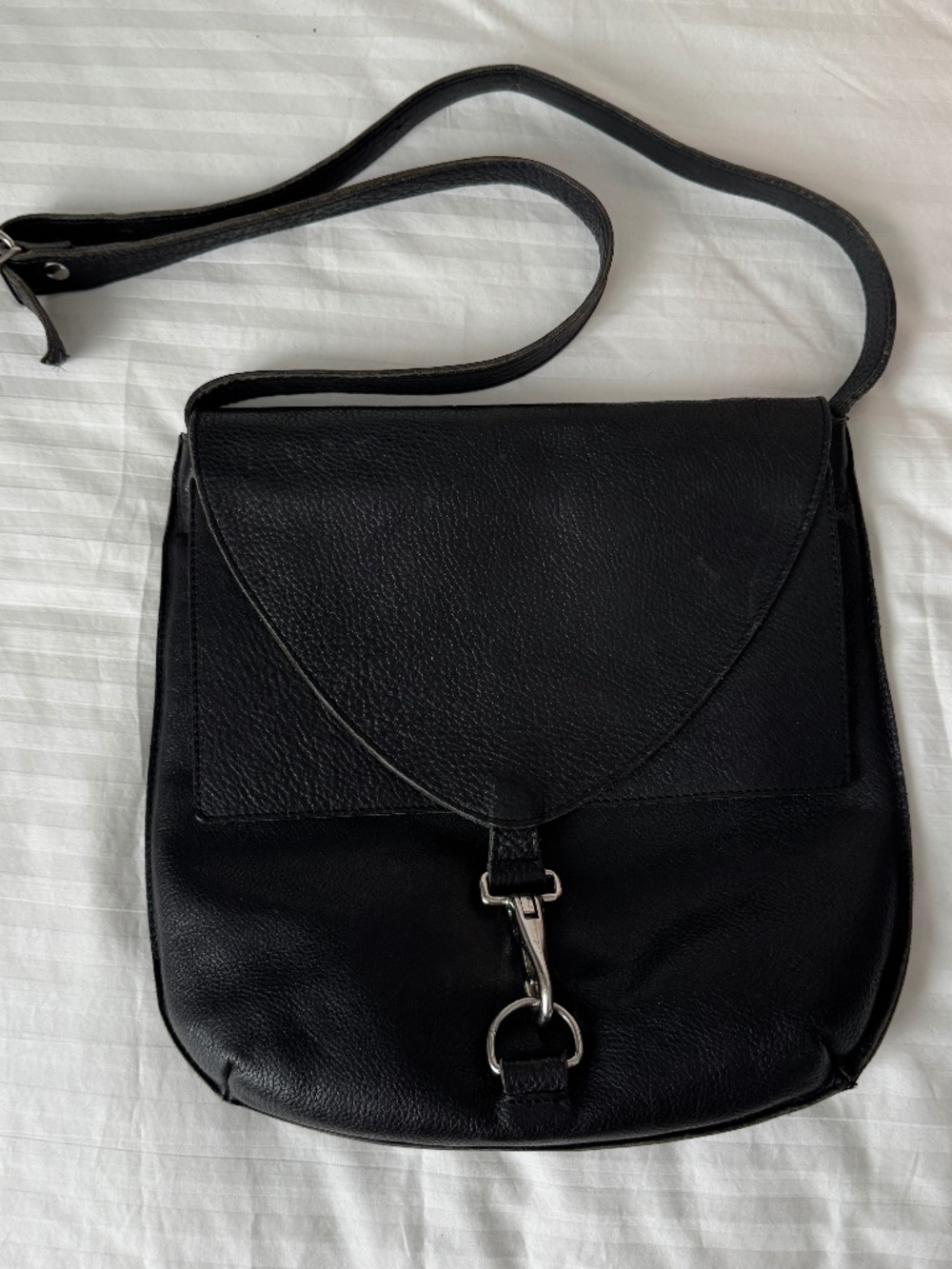 Black Leather Crossbody Bag / Purse